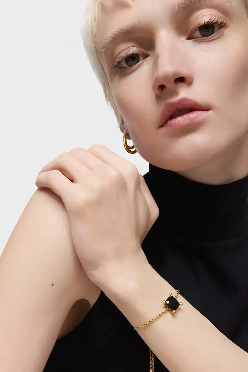 bracciale in argento placcato in oro Color Black 1004235300 miniatura 5