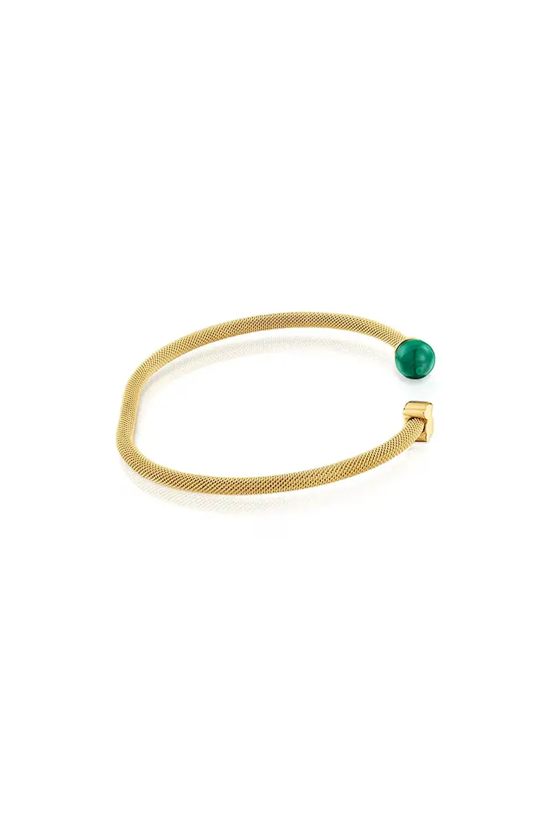 bracciale placcato oro con malachite ICON MESH miniatura 2