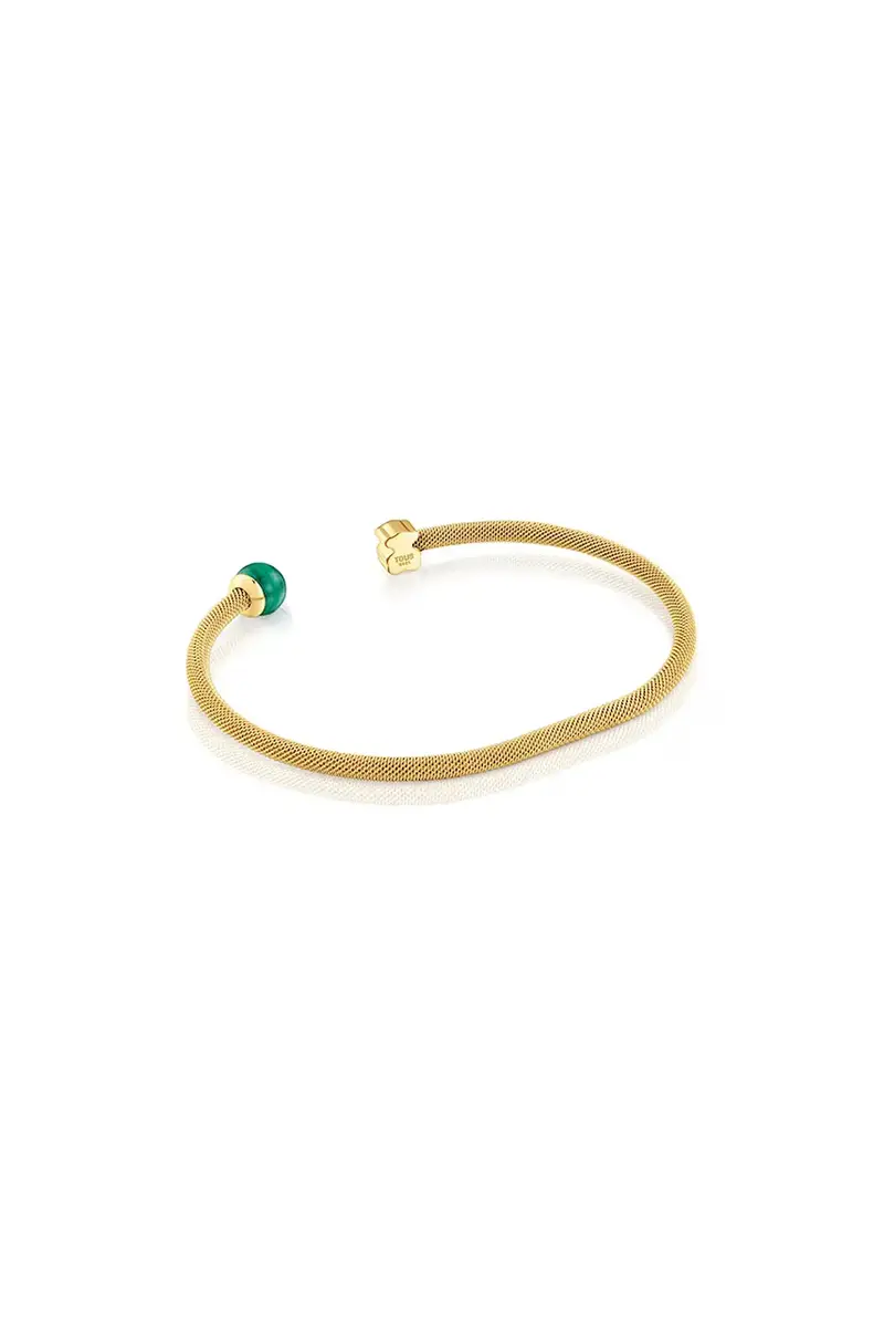 bracciale placcato oro con malachite ICON MESH miniatura 3