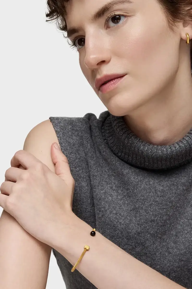 bracciale placcato oro con onice ICON MESH miniatura 4