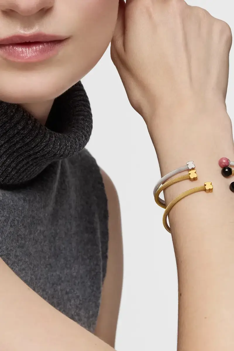 bracciale placcato oro con onice ICON MESH miniatura 5