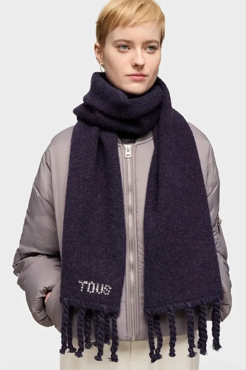 sciarpacon aggiunta di lana TEXTIL colore blu navy 2002203333 miniatura 4