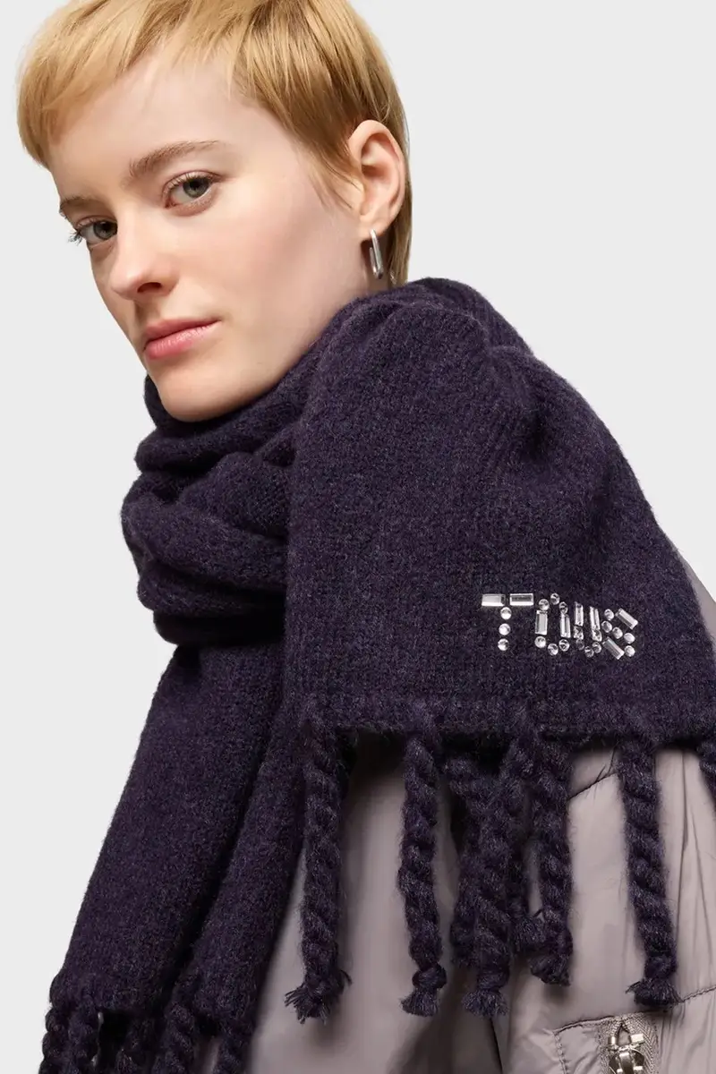 sciarpacon aggiunta di lana TEXTIL colore blu navy 2002203333 miniatura 5