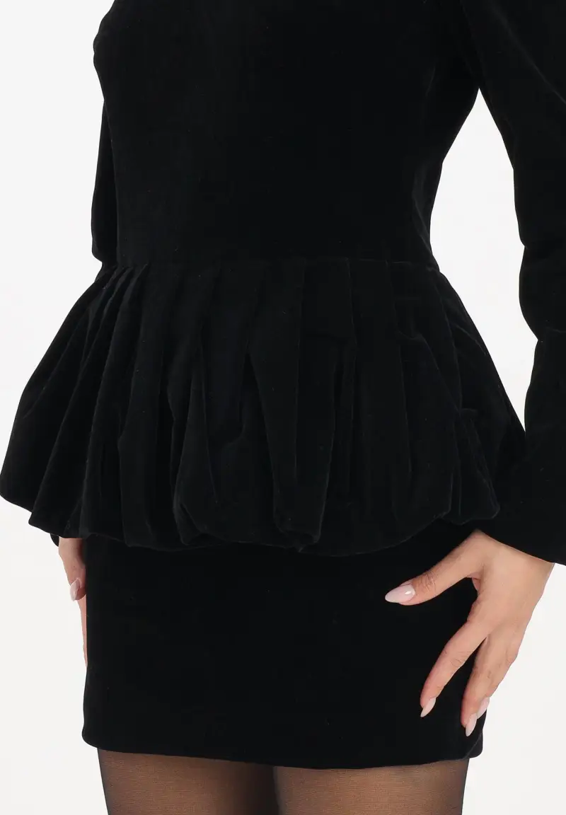 Abito corto Aspen in velluto nero da donna miniatura 3