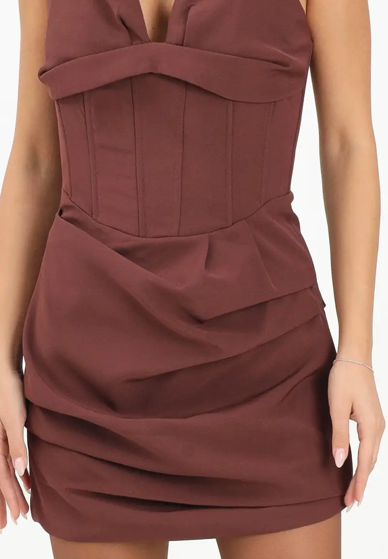 Abito corto Perrynto marrone da donna miniatura 3