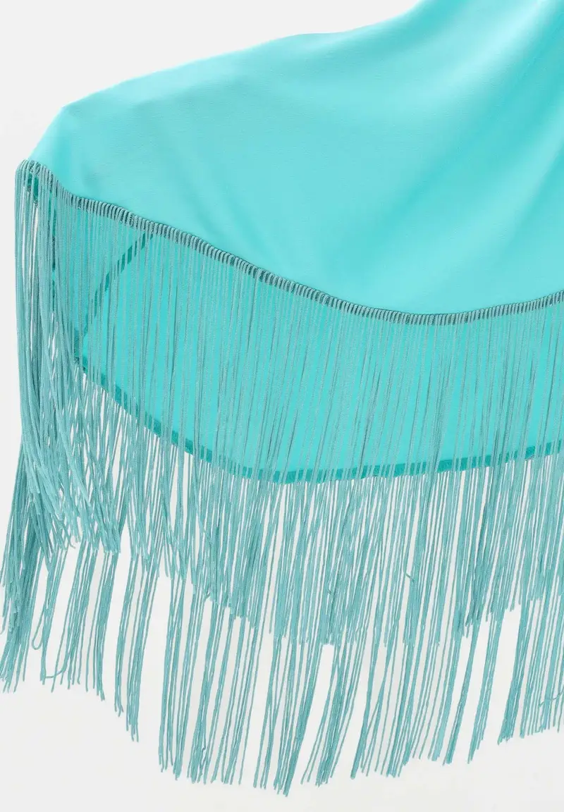 Blusa turchese da donna con frange miniatura 3