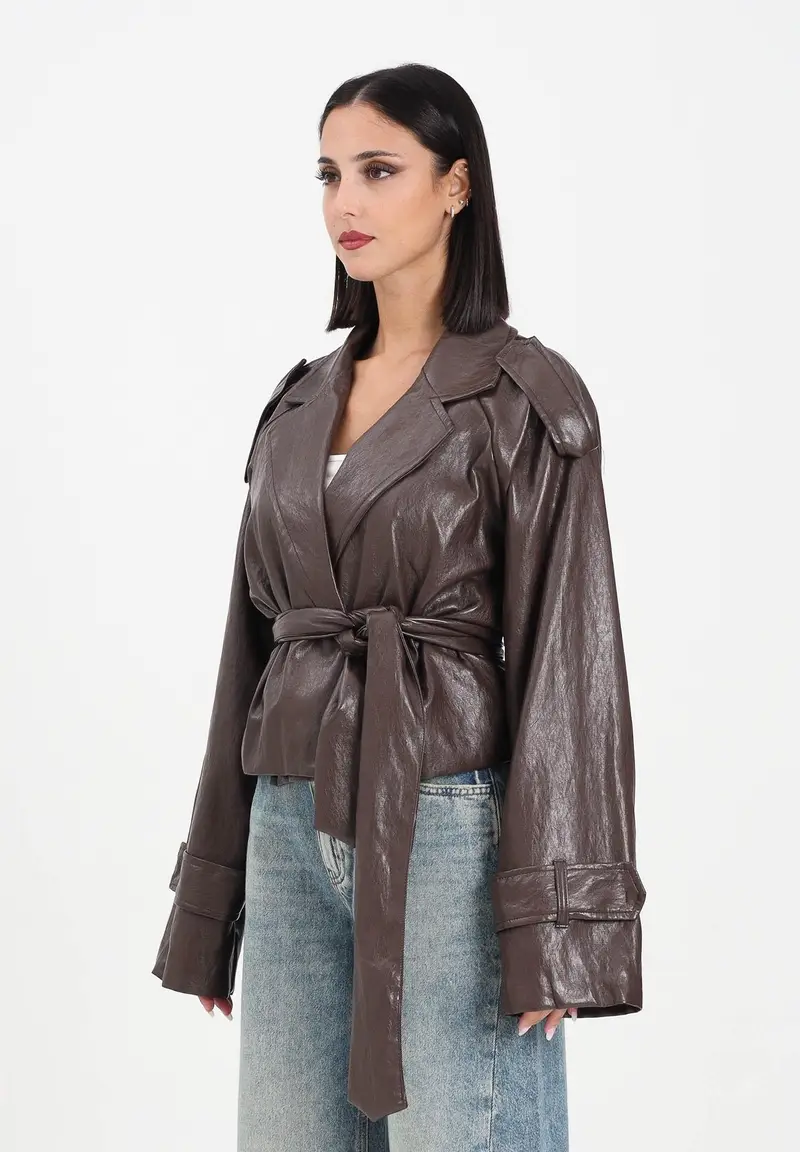 Giubbotto di pelle Dalton marrone da donna