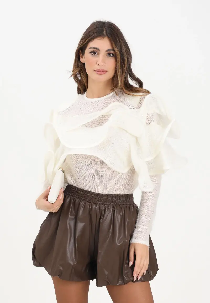 Maglia girocollo Waldron panna da donna miniatura 2