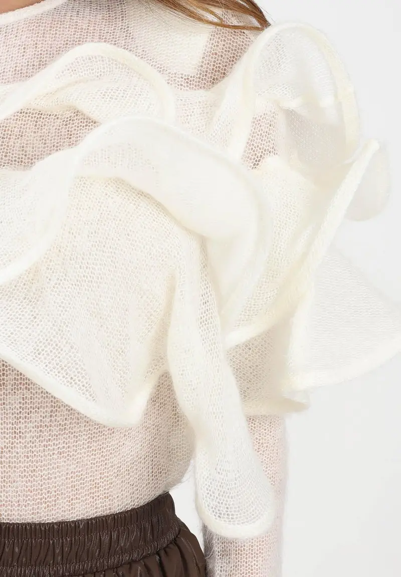 Maglia girocollo Waldron panna da donna miniatura 3