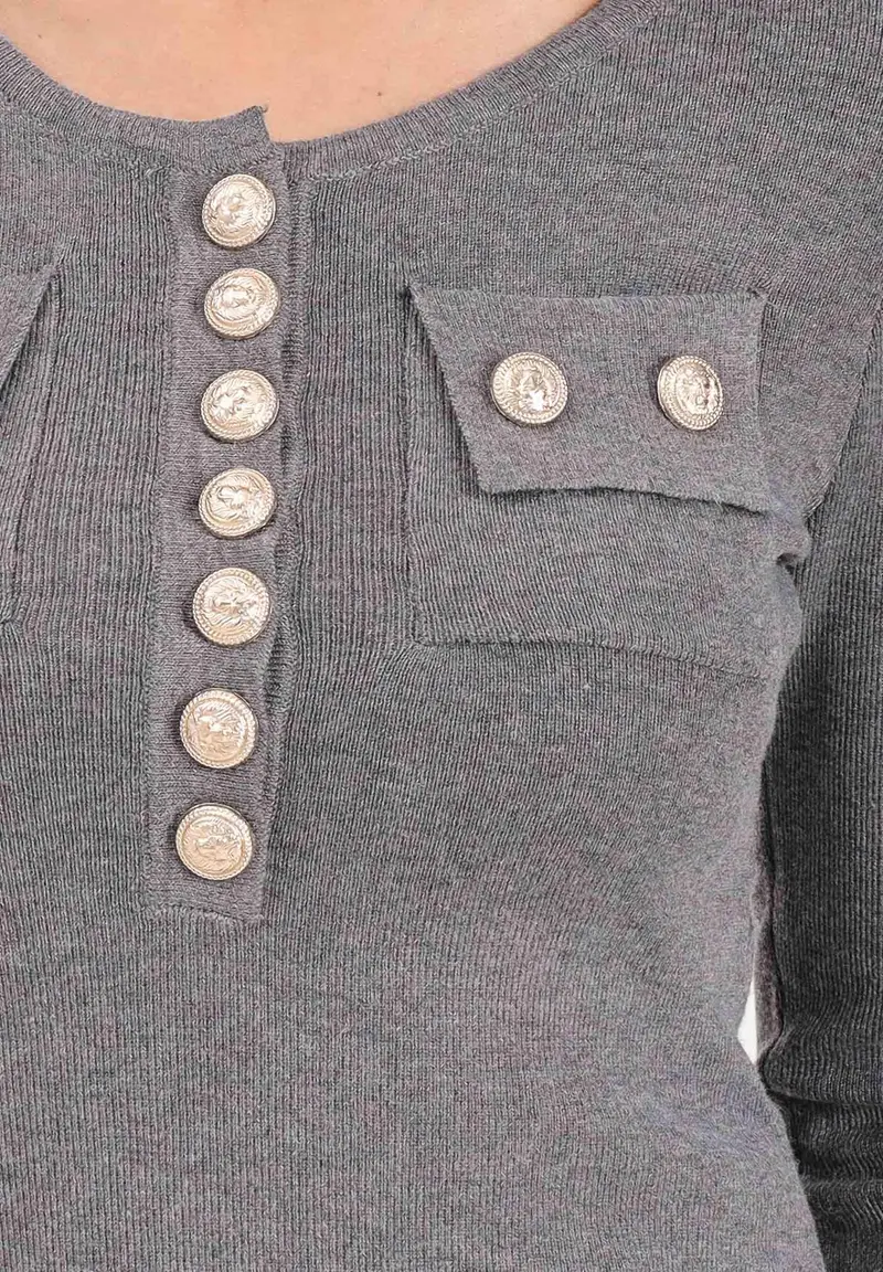 Maglioncino girocollo Dothan grigio da donna miniatura 3