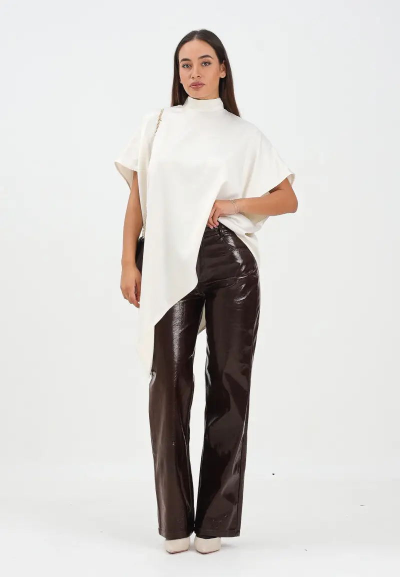 Pantalone Smitherx in vinile marrone da donna miniatura 2