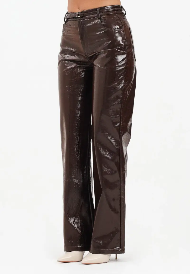 Pantalone Smitherx in vinile marrone da donna