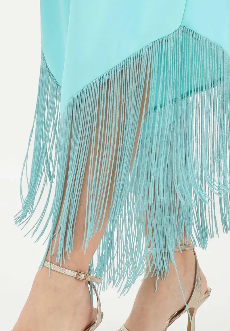 Pantalone turchese da donna con frange miniatura 3