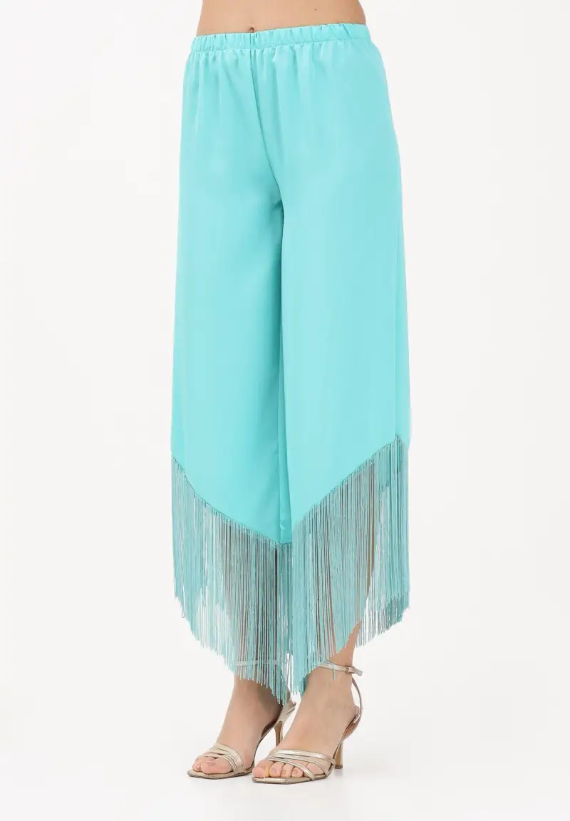 Pantalone turchese da donna con frange