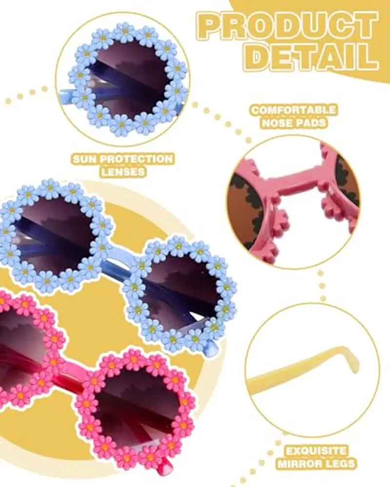 TPZORJX 3PCS Occhiali da Sole Margherita, Noble Classic Daisy Occhiali da Sole, Occhiali da Sole a Forma di miniatura 3