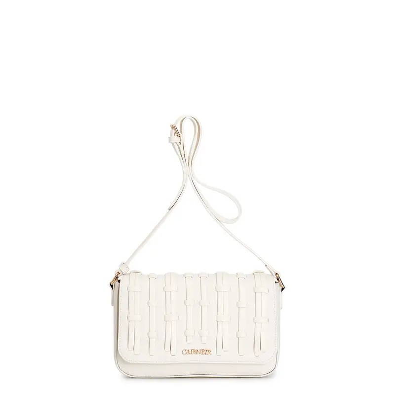 tracolla con pattina con infilatura di mignon, bianco