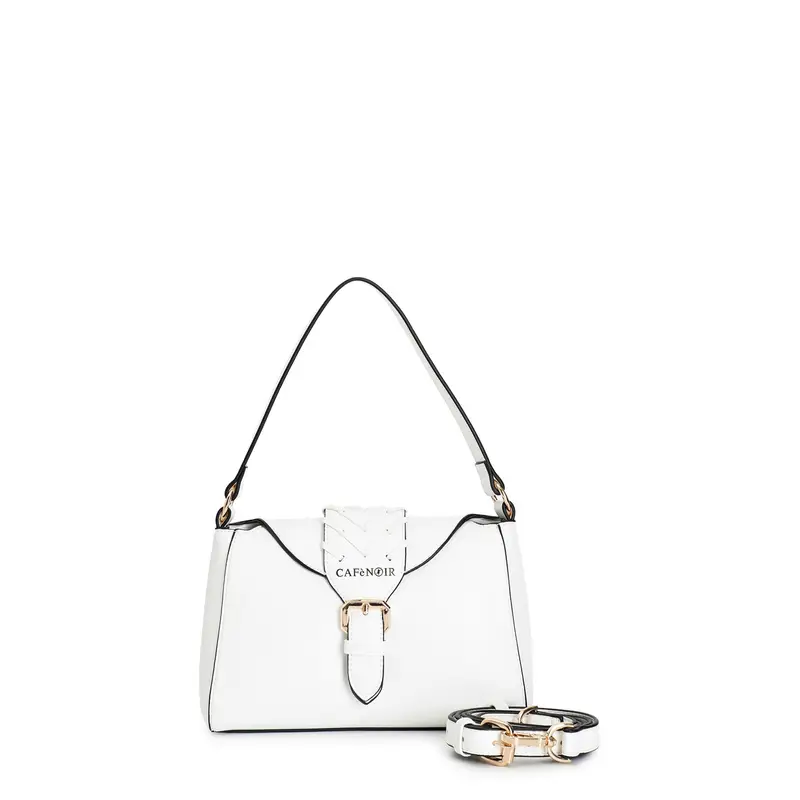 tracolla con pattina con motivo di infilatura con fibbia bianco