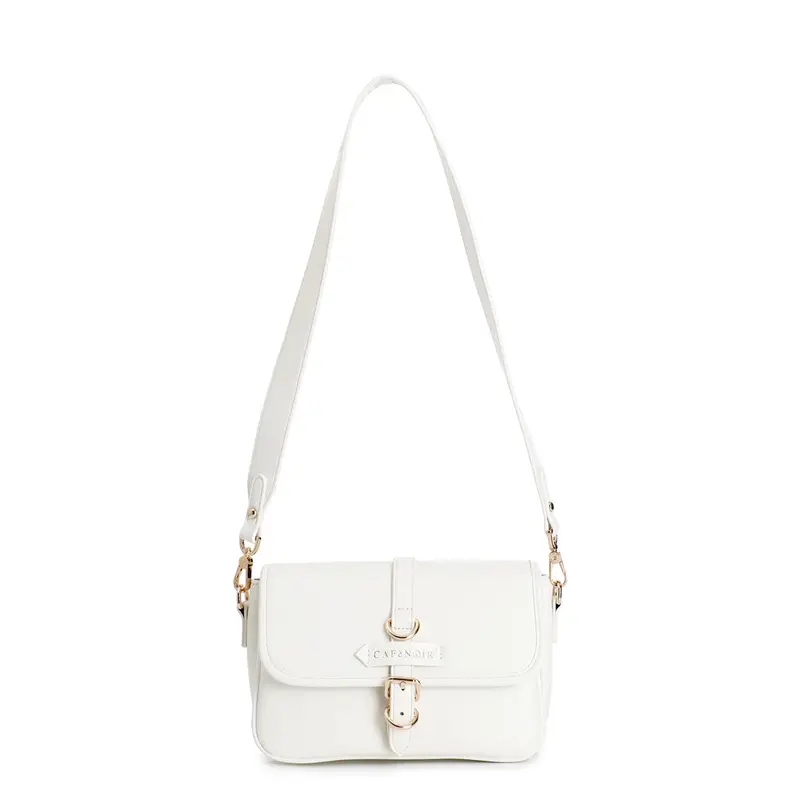 tracolla con pattina e logo laserato sulla tracolla bianco