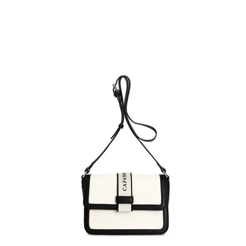 tracolla con pattina in canvas con profili nero taglia unica