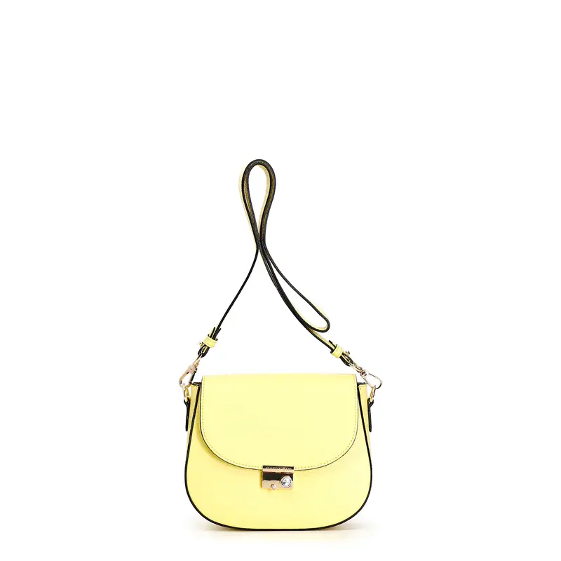tracolla con pattina in pelle e chiusura strass limone taglia unica