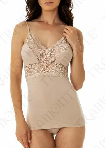 Canottiera top donna in micro modal e pizzo Tramonte T 790