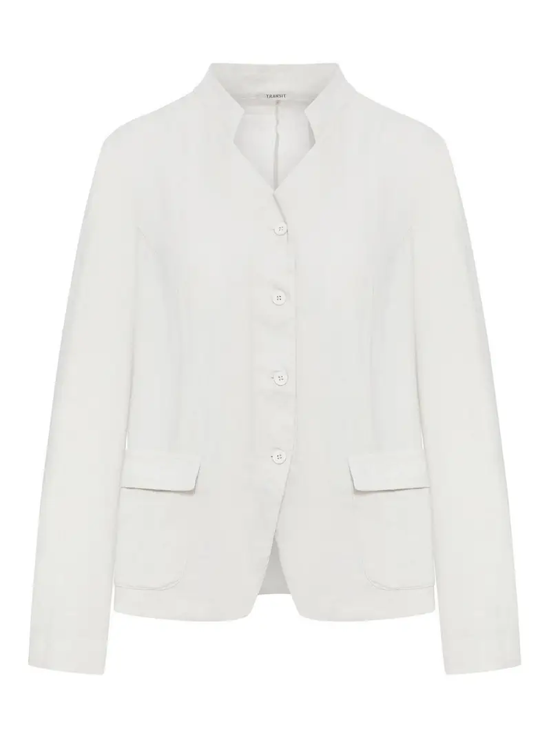 Giacca in Misto Lino Stretch Bianco