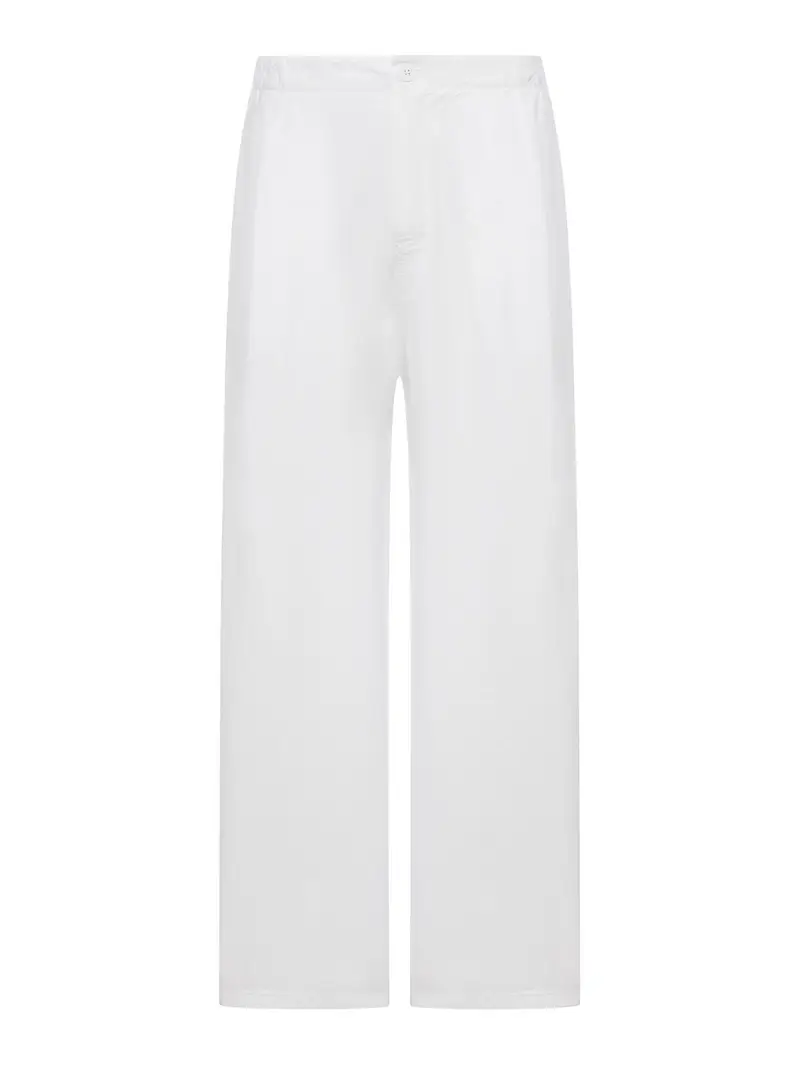 Pantaloni a gamba larga in misto lino Bianco