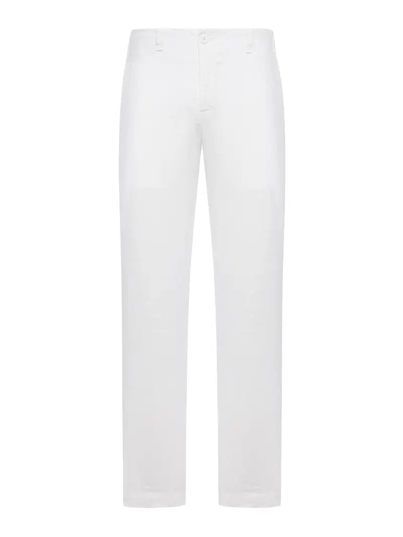Pantaloni in lino dalla vestibilitÃ regolare Bianco