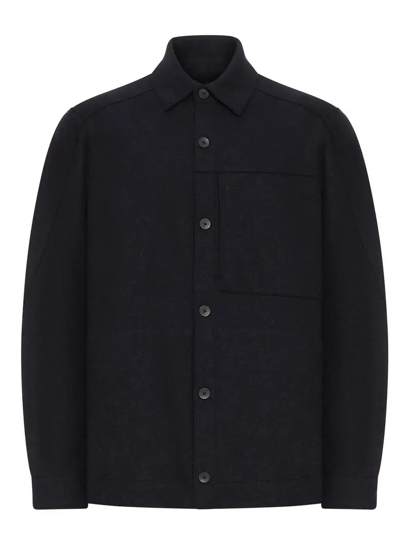 Sovracamicia in lana vergine Nero