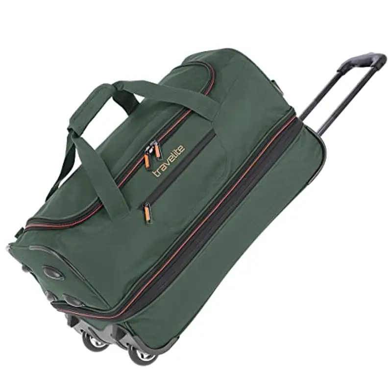 travelite trolley da viaggio con ruote misura media, espandibile, BASICS, trolley morbido per bagagli con ripiegamento espandibile, 55 cm, 51 - 64 litri