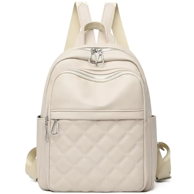 Travistar Zaino Donna Elegante Pelle PU Zainetto Donna impermeabile Borsa Zaino Antifurto Casual Daypack Backpack per Scuola Viaggio Lavoro Shopping (Beige)
