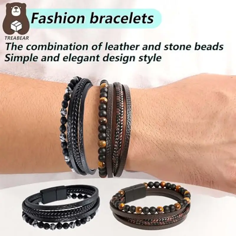 TREABEAR Bracciali Uomo Nero 808107 miniatura 3