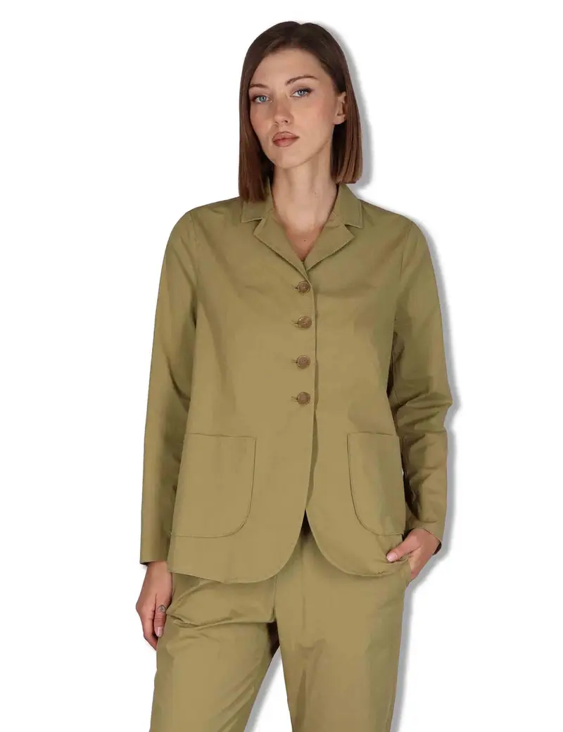 Blazer monopetto in cotone stretch kaki Donna BEL OVO_KAKI