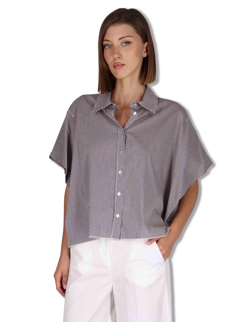 Camicie wide fit in cotone off white e marrone Donna CUMINO ETTO_BUTTER