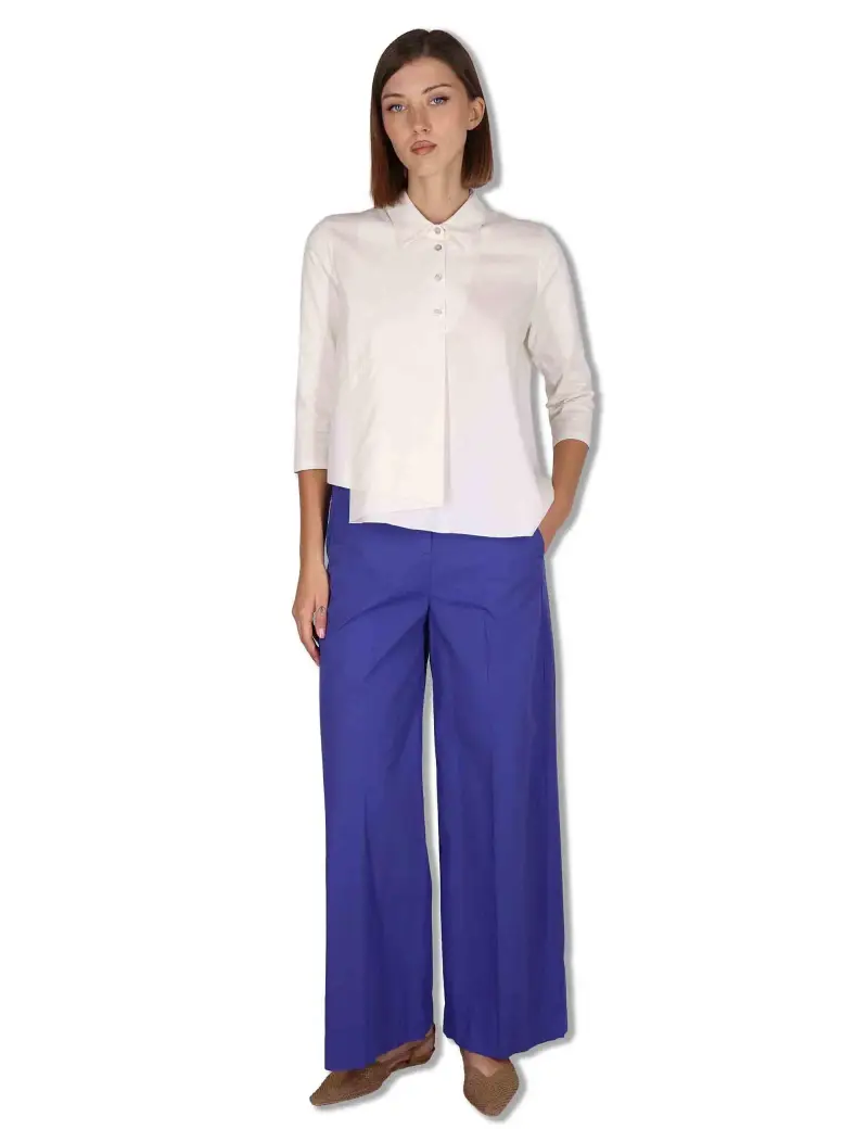 Pantaloni Wide Leg Cargo-Chic in cotone blu Donna PILEA OVO_IRIS