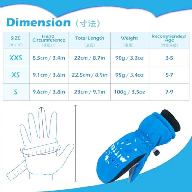 TRIWONDER Guanti Neve Bambino Guanti Sci Bambina Guanti Termici Invernali per Bimbo Bimba Bambino Bambina 3-13 Anni (B miniatura 2