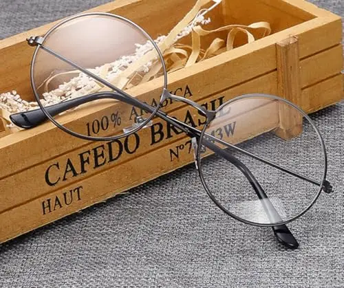 TRIXES Occhiali tondi Argentati unisex con lenti trasparenti stile retrò anni ‘60 Beatles - Tondi occhiali da secchione miniatura 2