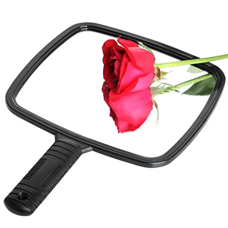 TRIXES Specchio Portatile Professionale per Salone Parrucchiere Barbiere con Manico - Specchio Trucco Portatile Grande e Comodo - Specchietto Dentista - Nero miniatura 2