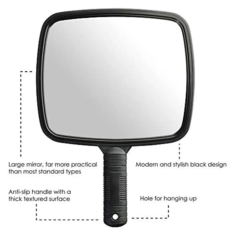 TRIXES Specchio Portatile Professionale per Salone Parrucchiere Barbiere con Manico - Specchio Trucco Portatile Grande e Comodo - Specchietto Dentista - Nero miniatura 3