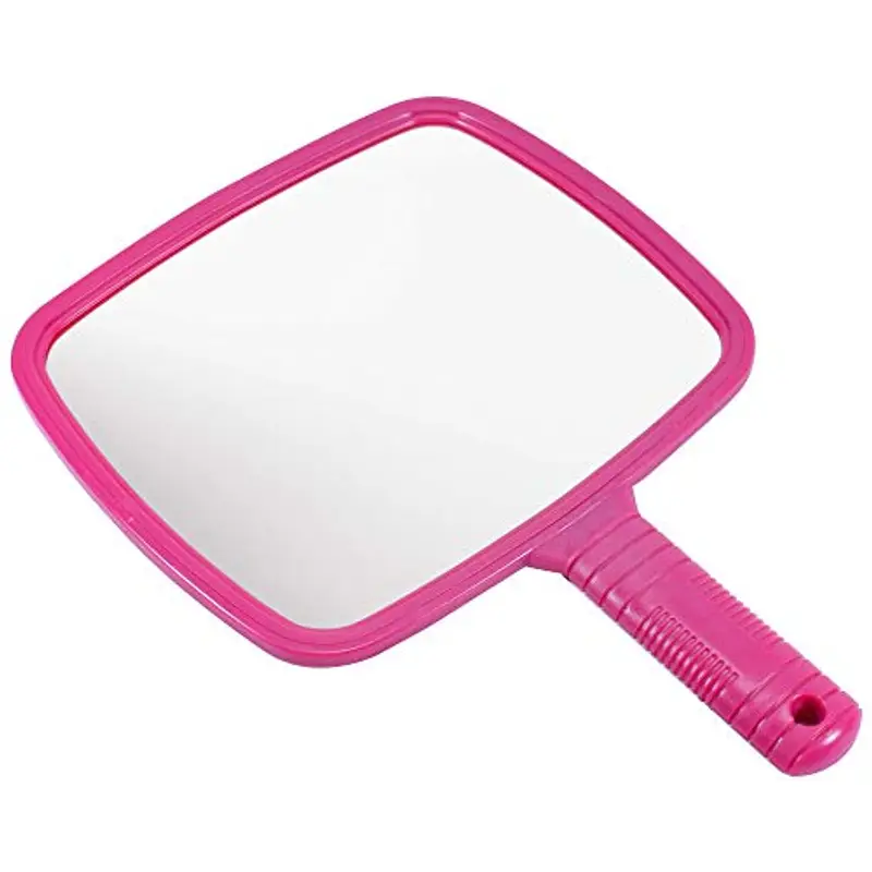 TRIXES Specchio Portatile Professionale per Salone Parrucchiere Barbiere con Manico - Specchio Trucco Portatile Grande e Comodo - Specchietto Dentista - Rosa