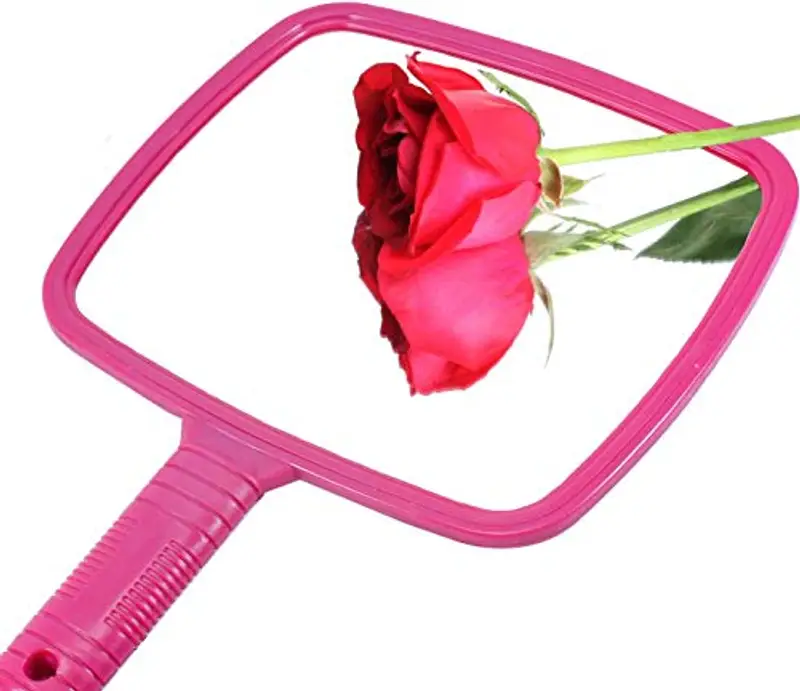 TRIXES Specchio Portatile Professionale per Salone Parrucchiere Barbiere con Manico - Specchio Trucco Portatile Grande e Comodo - Specchietto Dentista - Rosa miniatura 2