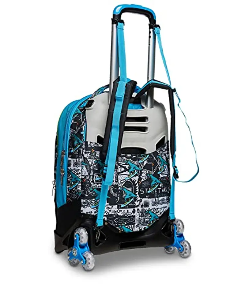 Trolley Scuola Jack 3 Ruote - SJ Boy Bambino - Azzurro - Zaino Sganciabile - Doppio Uso miniatura 2