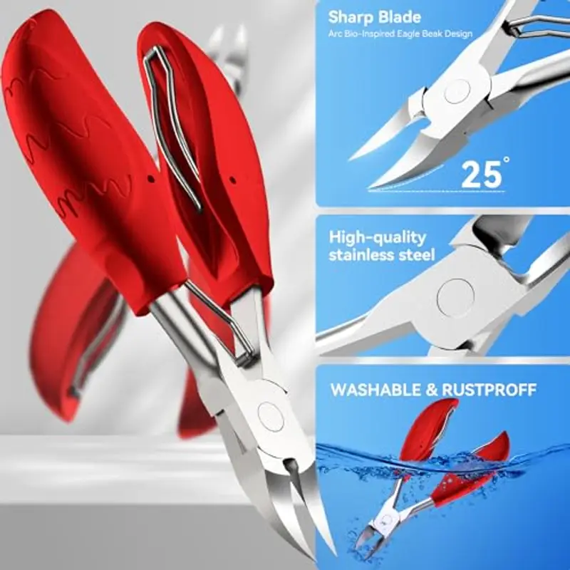 Tronchesino Per Unghie Dei Piedi Per Unghie Spess o Incarnite, Set Tagliaunghie Professionale Per unghie In Acciaio Inossidabile, 7Pcs Kit Manicure Pedicure Per Unghie-Rosso miniatura 2