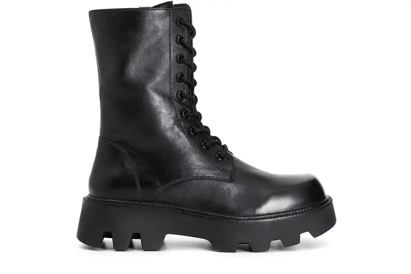 tronchetto allacciato in pelle nero 37