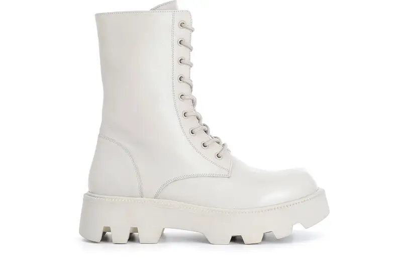 tronchetto allacciato in pelle off white 38