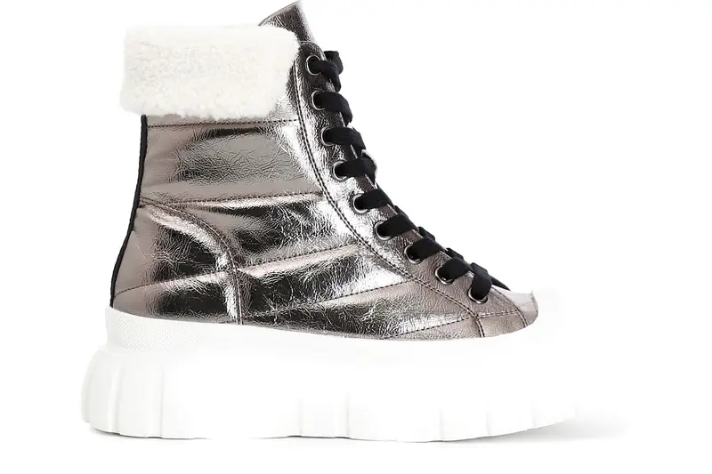 tronchetto allacciato laminato con platform antracite 38