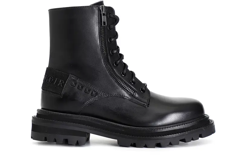 tronchetto donna allacciato in pelle nero