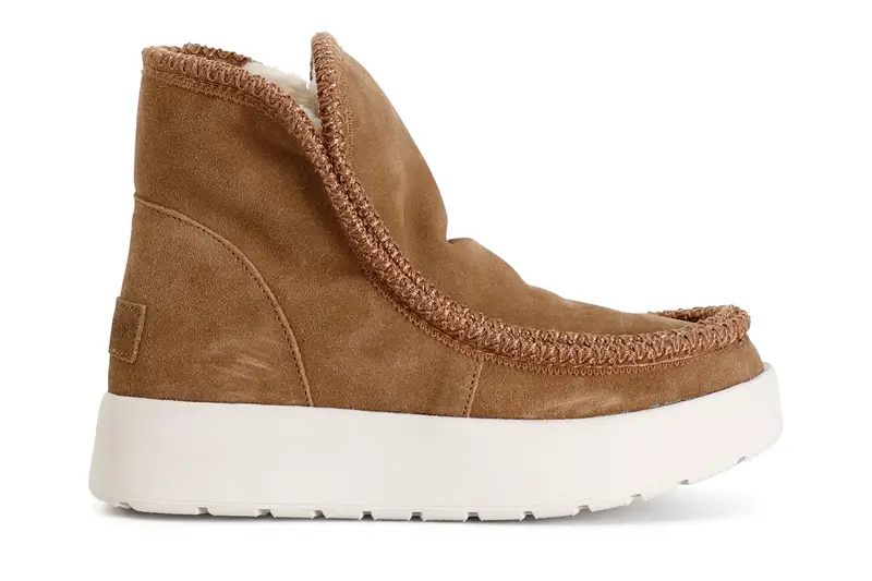 tronchetto donna con bordo mocassino e pelliccia sintetica camel 40