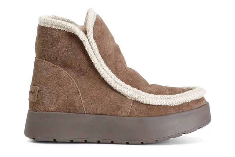 tronchetto donna con bordo mocassino e pelliccia sintetica taupe 37