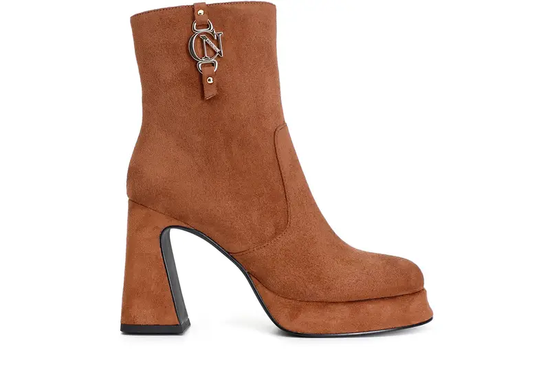 tronchetto donna in microfibra con pendente cuoio